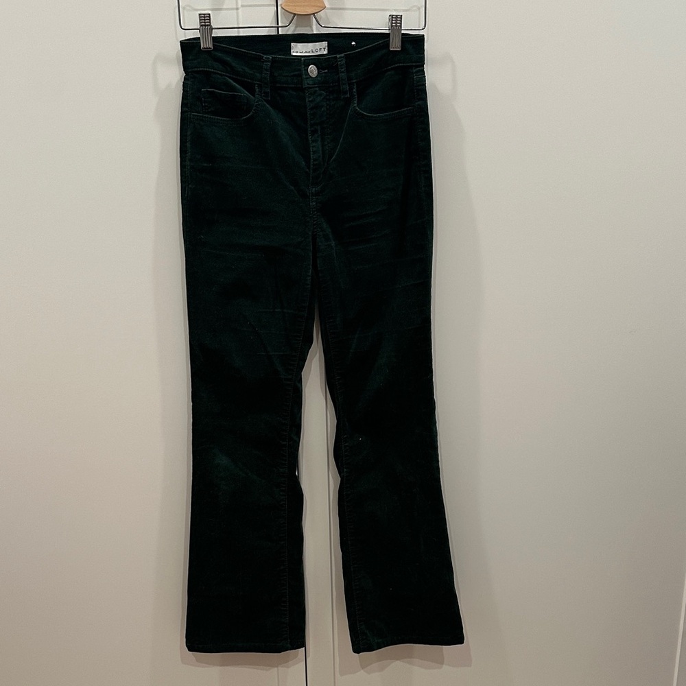 LOFT Dark Green velvet bootcut pants